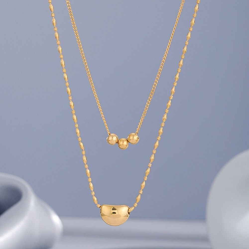 18K Gold-Plated Double Layered Bauble Charm Necklace
